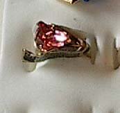 Pink Austrian Crystal Ring 18Gold Plated Size 4