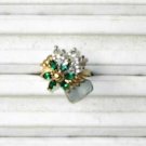 Green Flower Stone CZ  Ring 18Gold  Plated Size 6