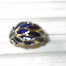 Navy Leaf Design  Ring 18Gold Plated Size5