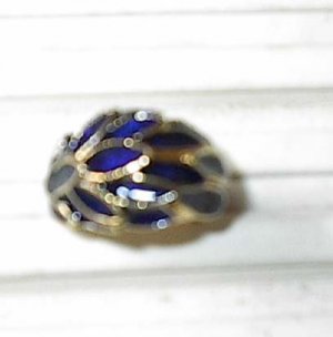 Navy Leaf Design  Ring 18Gold Plated Size5