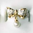 Bow of CZ with pearl Ring 18Gold Plated Size 5