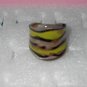 Yellow Black MURANO GLASS RING Size 9