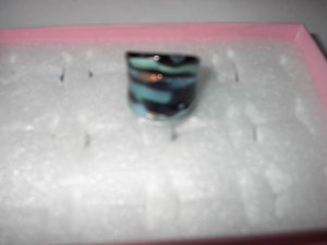 Black blue  MURANO GLASS RING Size 9 1/2