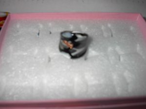 Black White   MURANO GLASS RING Size 8