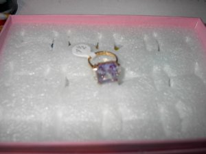 Purple  CZ stone  Ring 18Gold Plated Size 5