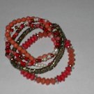 Pink  Color  5 Strand Stretch  Bracelet