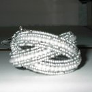 Gray Seedbead And White Pearl Bead Stretch  Bracelet
