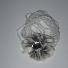 Removeable Flower White Seedbead Stretch Bracelet