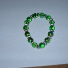 Green Metalic Glass Bead Stretch Bracelet