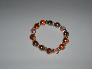 Red Metalic Glass Bead Stretch Bracelet