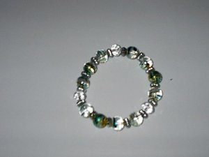 Clear  Metalic Glass Bead Stretch Bracelet