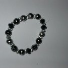 Black  Metalic Glass Bead Stretch Bracelet