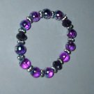 Purple Metalic Glass Bead Stretch Bracelet