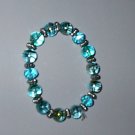 Aqua  Metalic Glass Bead Stretch Bracelet