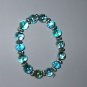 Aqua  Metalic Glass Bead Stretch Bracelet