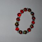 Tan  Metalic Glass Bead Stretch Bracelet