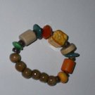 Wood Bead Yellow Main Color Bead Stretch Bracelet