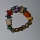 Wood Bead Purple Main Color Bead Stretch Bracelet