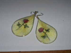 Yellow  String Art EARRINGS With Rose Design