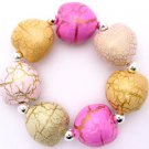 Pink Peach Tan  Stretch Bracelet