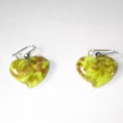 Yellow  Heart Lampwork Glass EARRINGS