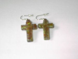 Cross Lampwork Glass EARRINGS