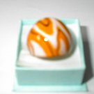 Orange White  MURANO GLASS RING Size 8