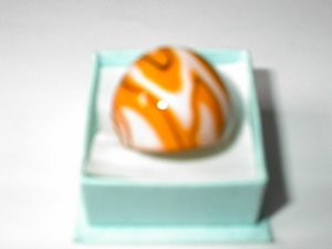 Orange White  MURANO GLASS RING Size 8