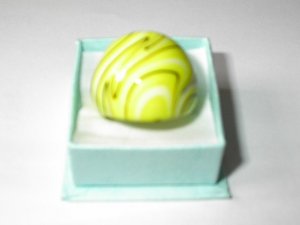 Yellow Black MURANO GLASS RING Size 8 1/2