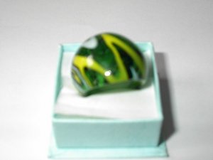 Green Yellow  MURANO GLASS RING Size 8 1/2