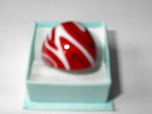 Red White  MURANO GLASS RING Size 6