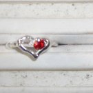 Red Heart  Petite Stone Stainless Steel Ring 5 New