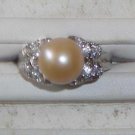Off White Pearl Set in CZ  Size 9 New