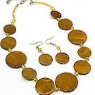 Brown Shell 18 Inch  Necklace Set With  Earrings