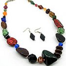 Multi Color Stone  20 Inch Necklace Set With Earrings