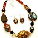 Brown Stone 16 Inch Necklace Set With Earrings