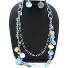 Turq Seashell Two strand 26 Inch NECKLACE SET