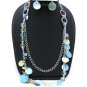 Turq Seashell Two strand 26 Inch NECKLACE SET