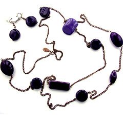Purple Ceramic 42 Inch NECKLACE SET