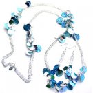 Turq Silver Color 40 Inch NECKLACE SET