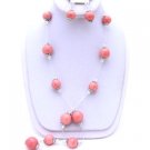 Pink Ceramic 26 Inch NECKLACE SET