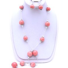 Pink Ceramic 26 Inch NECKLACE SET