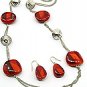 Red Bead 32 Inch Necklace Set With Earrings