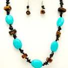 TURQUOISE STONE 20 Inch Necklace Set With Earrings