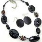 Black shell 18 Inch Necklace Set With Earrings