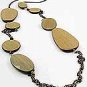 Oval Wood  38 Inch Necklace Set With Earrings