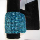 Metalic Blue Bead Wide Stretch Bracelet