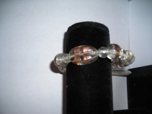 White Glass Bead Stretch Bracelet