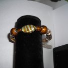Tan Stripe Glass Bead Stretch Bracelet
