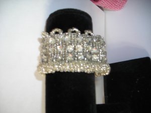 White Sequien Bead Stretch Bracelet